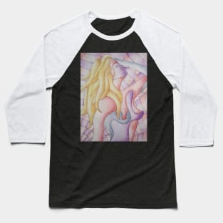 blonde girl posing retro style abstract art Baseball T-Shirt